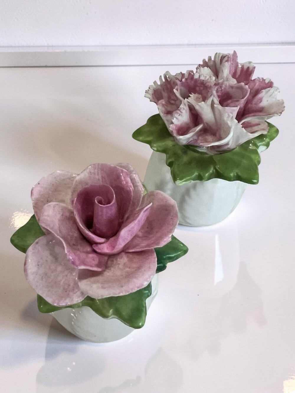 Vintage Staffordshire Flower Salt and Pepper Shakers Bone Chine